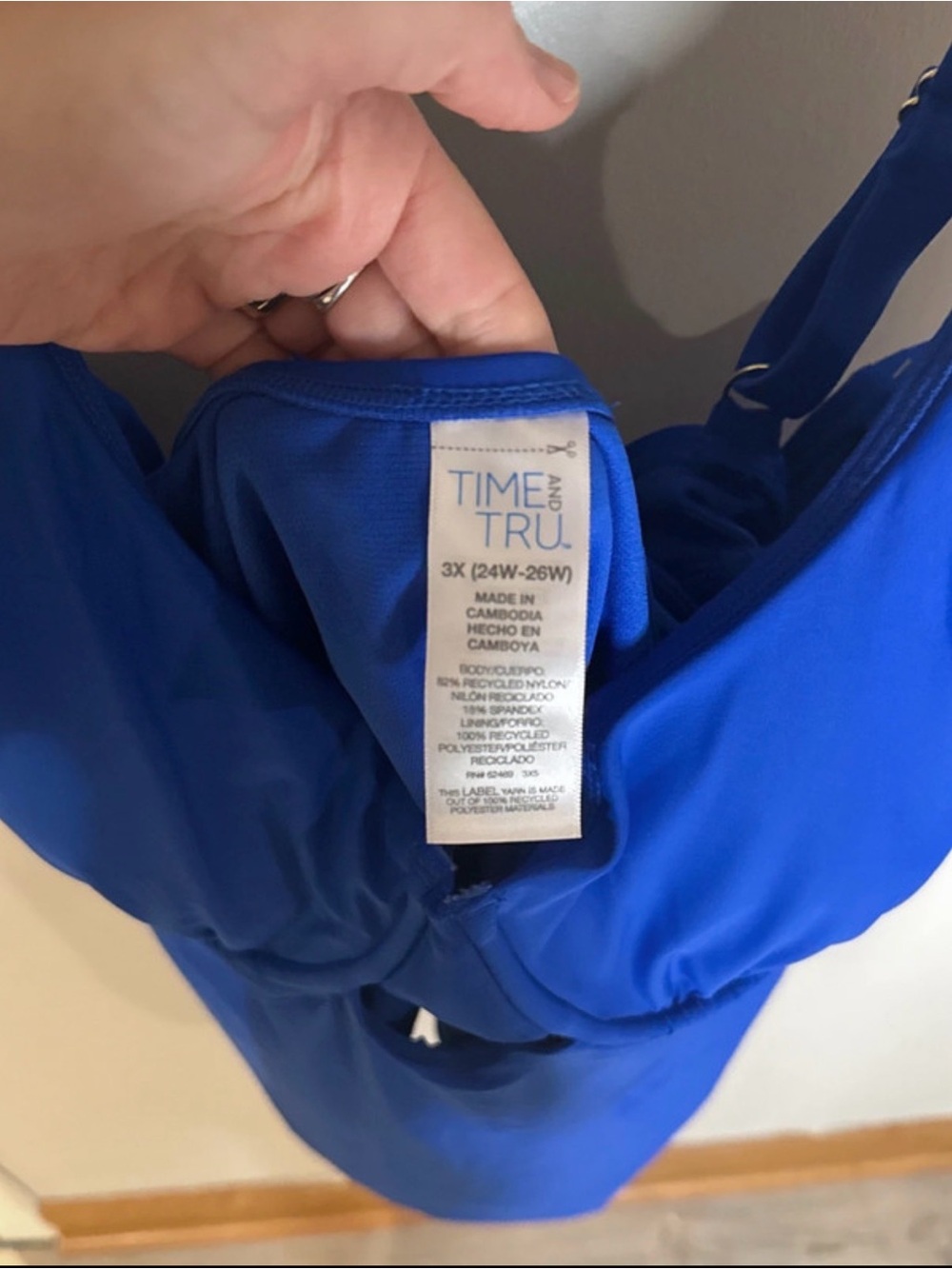 Time and Tru Royal Blue One-Piece Swimsuit with Front Twist - Picture 4 of 5